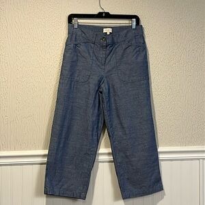 Talbots 100% Cotton Chambray cropped pants size 8